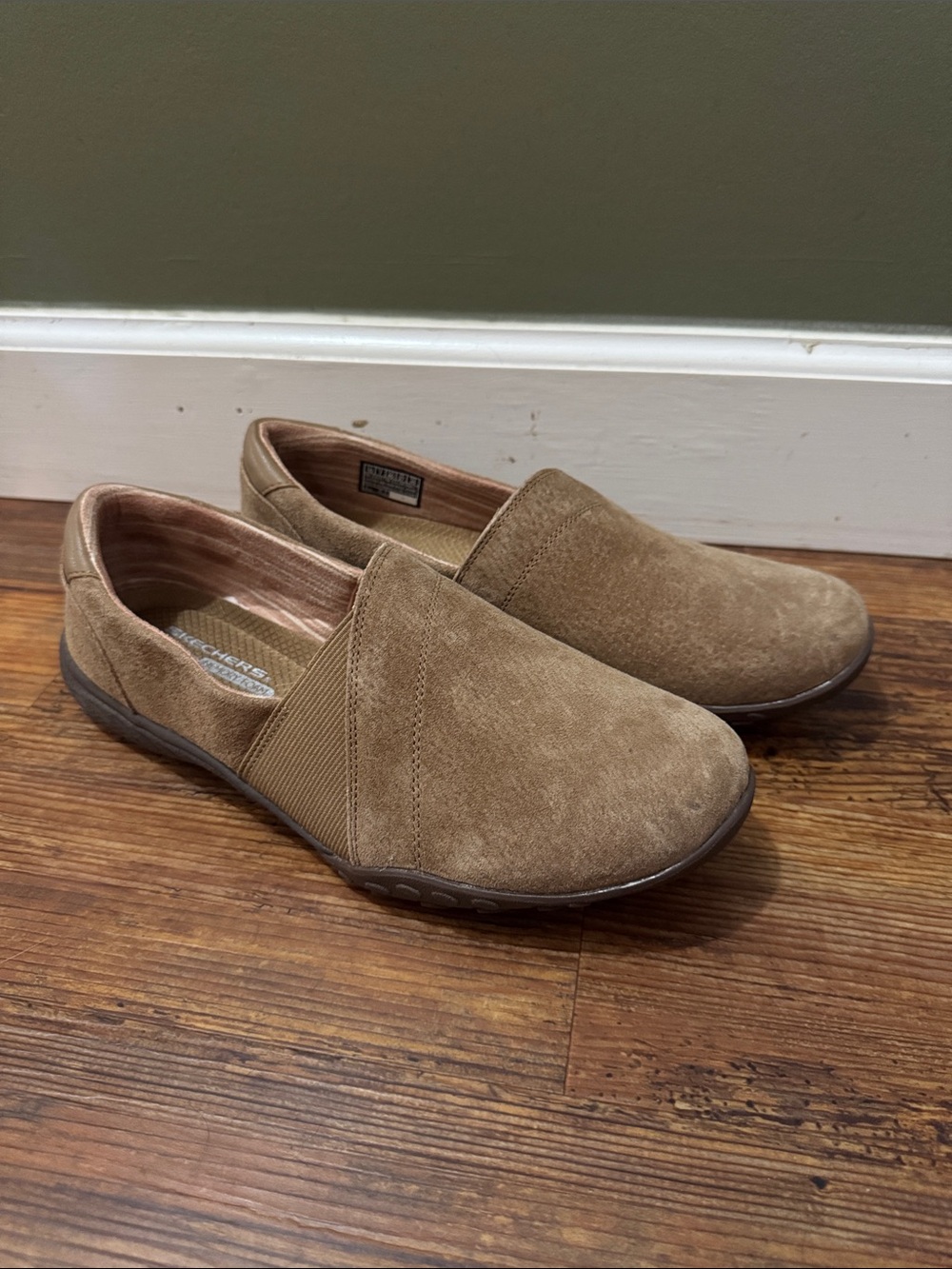 Skechers Women's Slip-On Loafers in Tan Suede